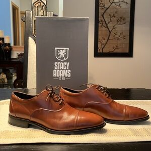 Stacy Adams - Men’s Dress Shoes - Cap Toe Oxford - Brown Leather - 10.5M
